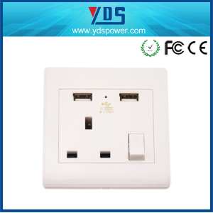 Top Quality Electrical Socket UK Type 13A 2 Gang USB Wall Socket